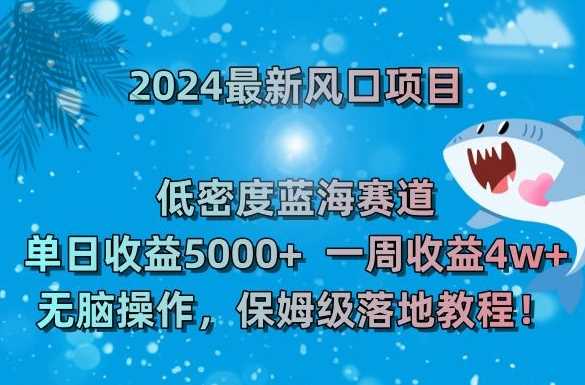 2024最新风口项目，低密度蓝海赛道，单日收益5000+，一周收益4w+！【揭秘】