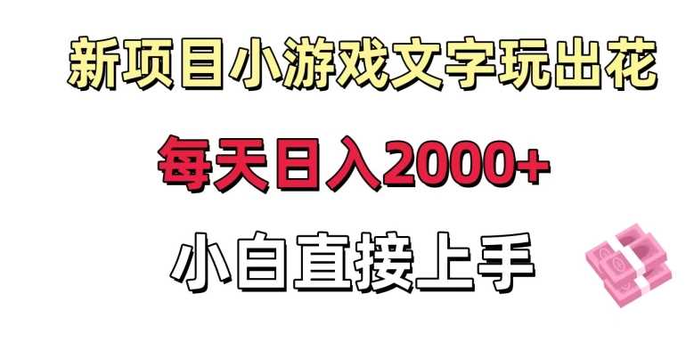 新项目小游戏文字玩出花日入2000+，每天只需一小时，小白直接上手【揭秘】