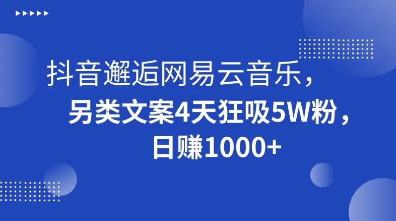 抖音邂逅网易云音乐，另类文案4天狂吸5W粉，日赚1000+【揭秘】