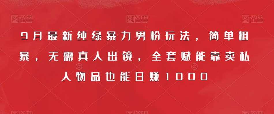 9月最新纯绿暴力男粉玩法，简单粗暴，无需真人出镜，全套赋能靠卖私人物品也能日赚1000