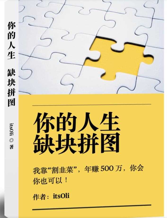 某高赞电子书《你的人生，缺块拼图——我靠“割韭菜”，年赚500万，你会你也可以》