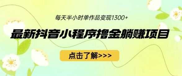 最新抖音小程序撸金躺赚项目，一部手机每天半小时，单个作品变现1300+【揭秘】