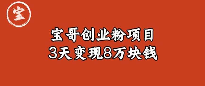 宝哥IP图文创业粉引流项目实战分享：单个账号3天涨粉1万，变现8万块钱（图文教程）【揭秘】