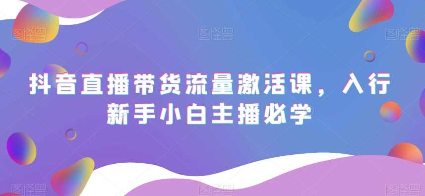 抖音直播带货流量激活课，入行新手小白主播必学