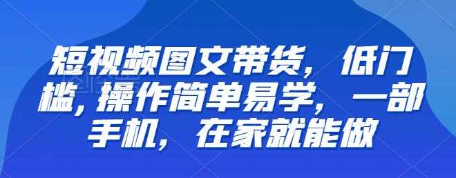 【推荐】短视频图文带货，低门槛,操作简单易学，一部手机，在家就能做