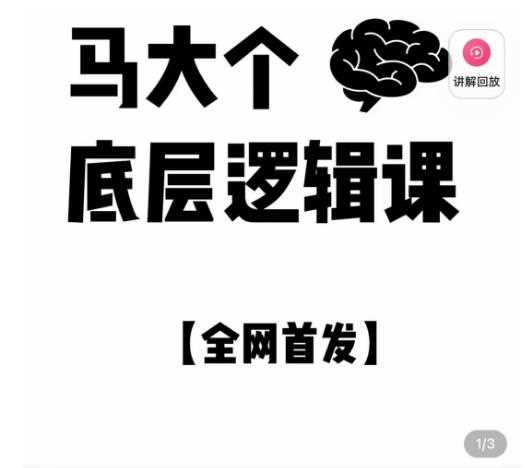 马大个·底层逻辑课，51节底层逻辑智慧课-价值1980元