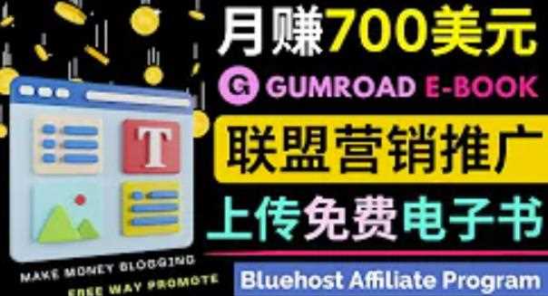 通过虚拟商品交易平台Gumroad，发布免费电子书，并推广自己的联盟营销链接赚钱