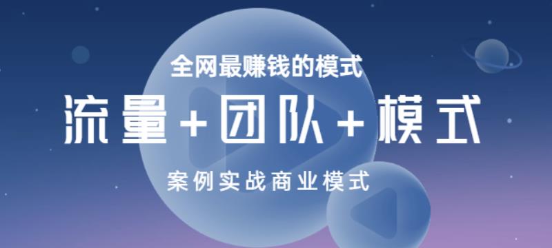 全网最赚钱的模式《流量+团队+模式》案例实战商业模式