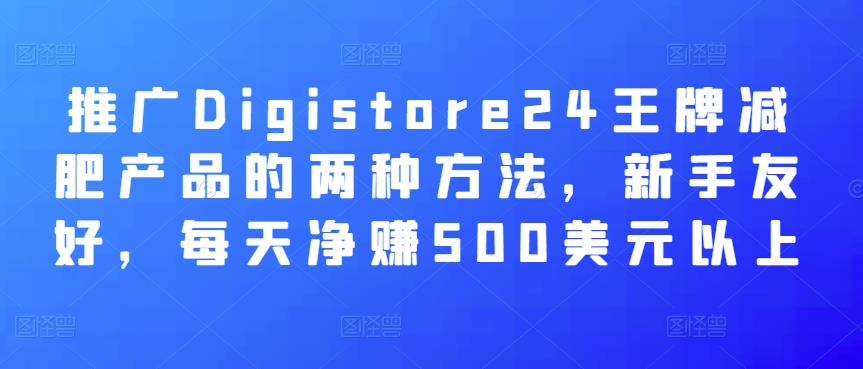 推广Digistore24王牌减肥产品的两种方法，新手友好，每天净赚500美元以上