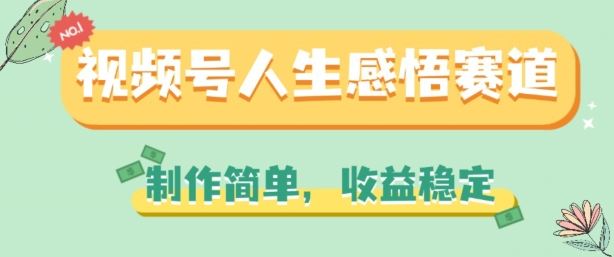 视频号人生感悟赛道，制作简单，收益稳定【揭秘】