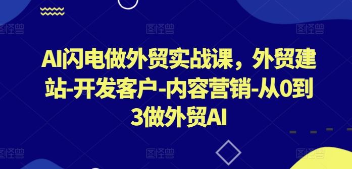 AI闪电做外贸实战课，​外贸建站-开发客户-内容营销-从0到3做外贸AI（更新）-伯乐网创