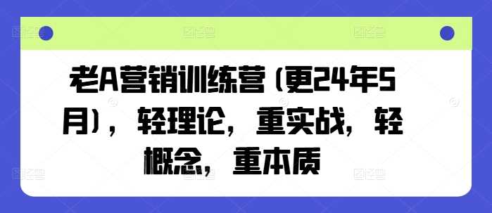 老A营销训练营(更24年11月)，轻理论，重实战，轻概念，重本质